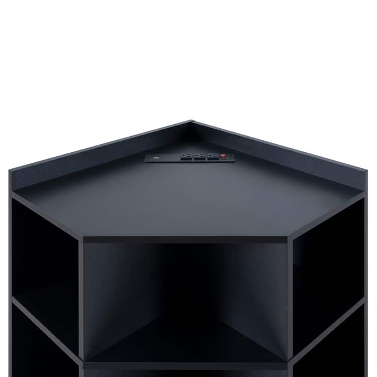 Corner Cabinet with USB Ports and Outlets Corner Cube Storage for Small Space Wooden Storage Cabinet