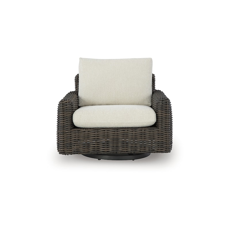 Signature Design by Ashley Kimora Brown/Beige Brown Outdoor Swivel Lounge Chair - 40" W x 39" D x 36.88" H