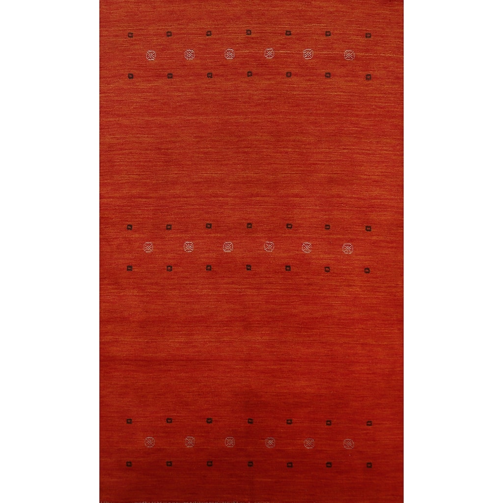 Orange Gabbeh Indian Area Rug Handmade Tribal Wool Carpet - 4'11" x 7'10"