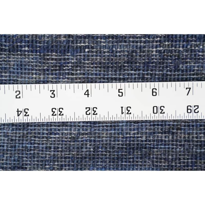 Hand Knotted Oriental 100% Wool Carpet Modern Solid Navy Blue & Blues Gabbeh Area Rug - 9' 10'' X 8' 1''