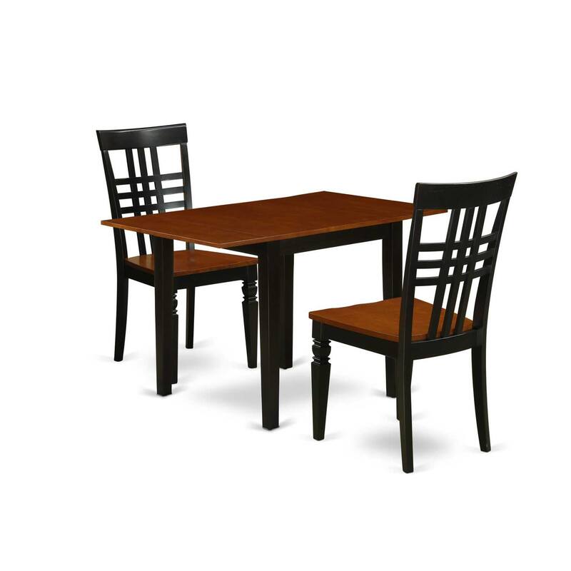 3-Piece Black and Cherry Finish Solid Wood Top Dining Table Set