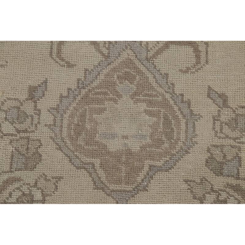 Distressed Beige Tabriz Persian Vintage Rug Hand-Knotted Wool Carpet - 6'4"x 9'3"