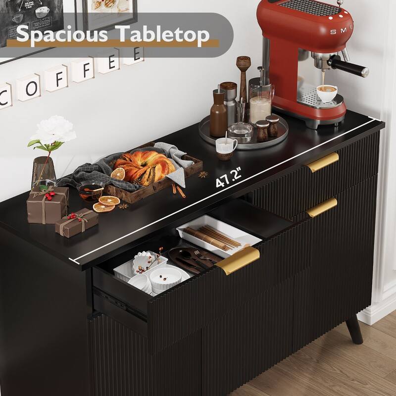 Gymojoy Sideboard Buffet Cabinet Storage, Modern Buffet with 3 Doors & 2 Drawers, Adjustable Shelves for Kitchen, Living Room