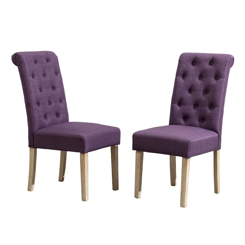 Solid Wood Tufted Parsons Dining Chair (Set of 2) - Purple