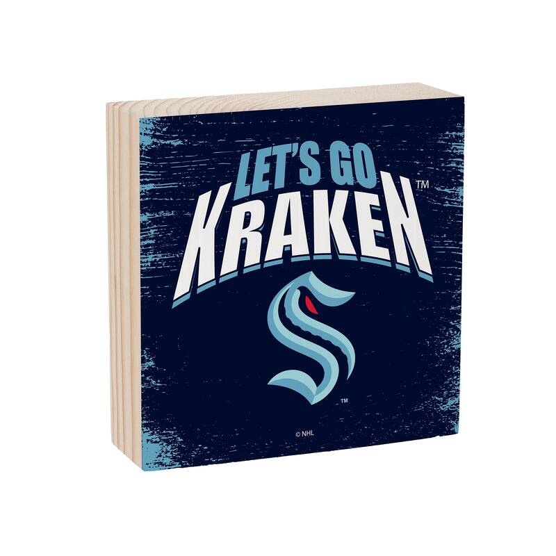 Seattle Kraken Wooden Tabletop Mantel Shelf Sign