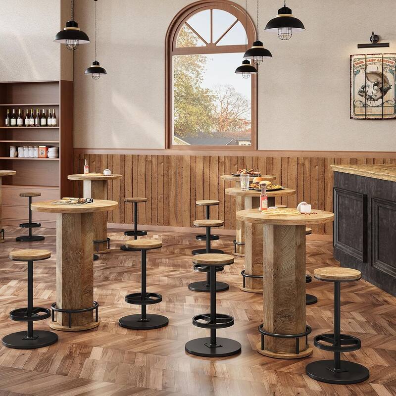 3-Piece Dining Table Set, Small Round Kitchen Table with 2 Chairs for Small Space, Apartment, Bistro