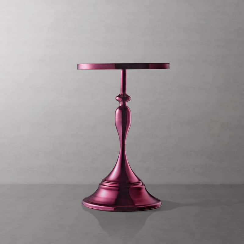 DH LUX Modern 16-inch Metal Round End Table with Pedestal Base by Denhour