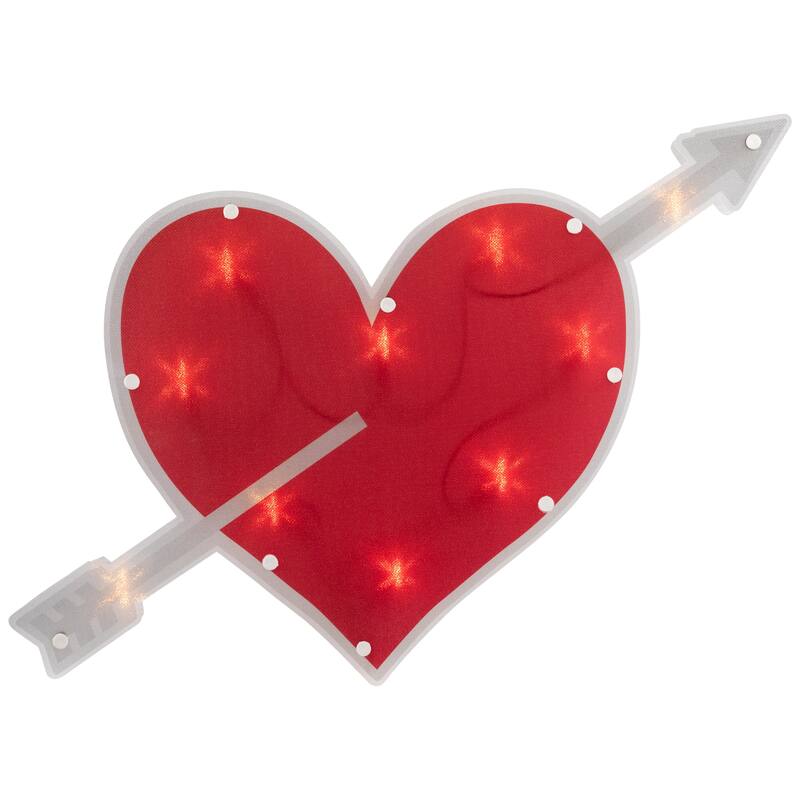18" Lighted Red Heart Arrow Valentine's Day Window Silhouette Decor