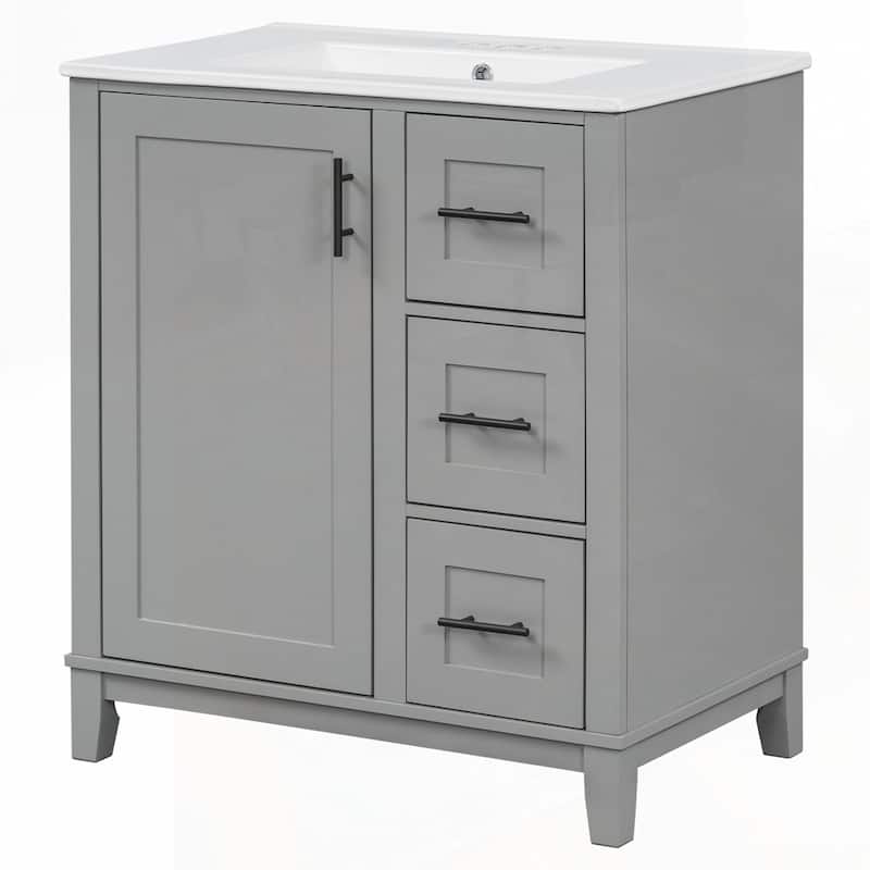 bathroom vanity with ceramic sink
