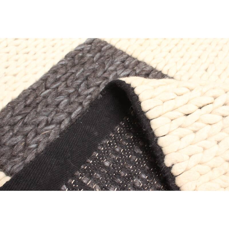 ECARPETGALLERY Braid weave Sienna Black, Cream Wool Rug - 4'11 x 8'1