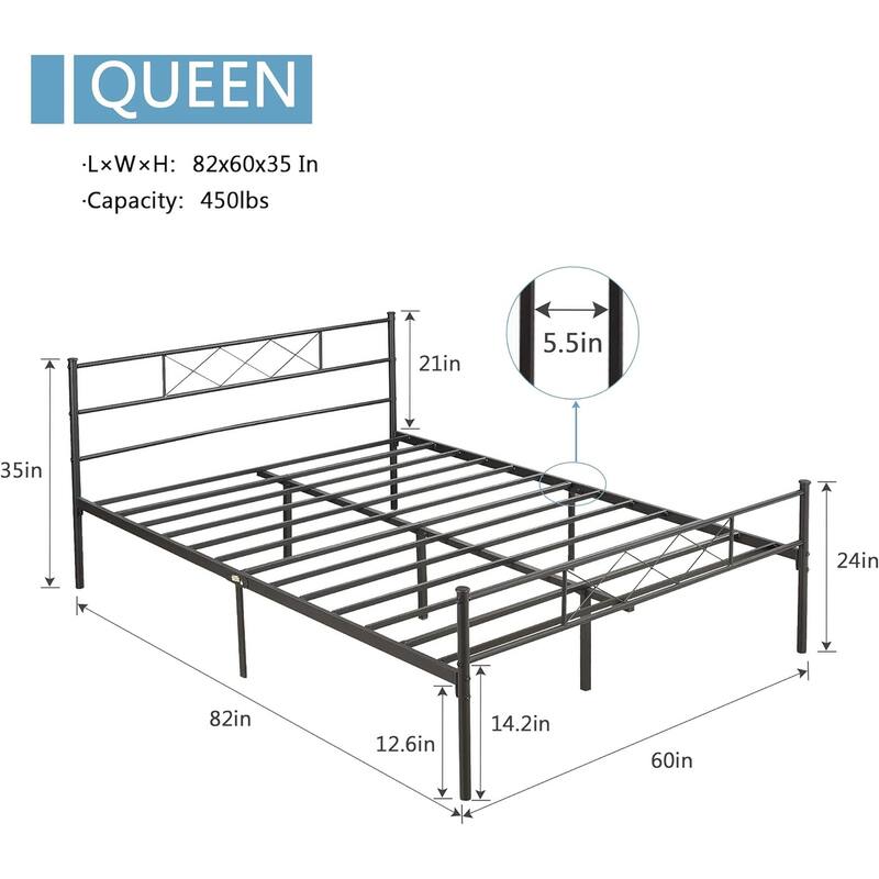 VECELO Modern Premium Metal Platform Bed Frames, Twin/Full/Queen Size Bed, Student apartment Beds