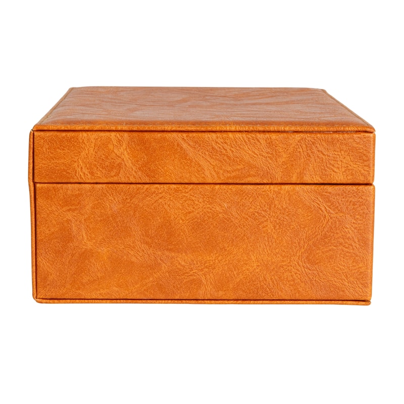 Household Essentials Vegan Leather 2-Layer Jewelry Organizer Box with Clasp Closure - 9.3"L x 7.3"W x 3.8"H
