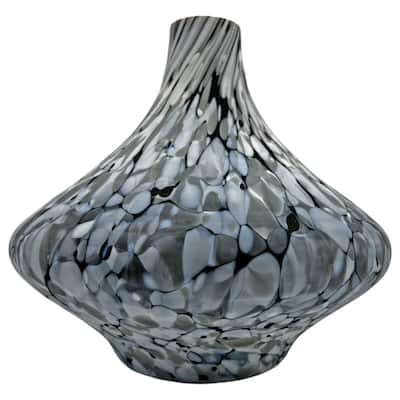 10" Wide Decorative Handmade Glass Patterned Lamp Vase-Grey