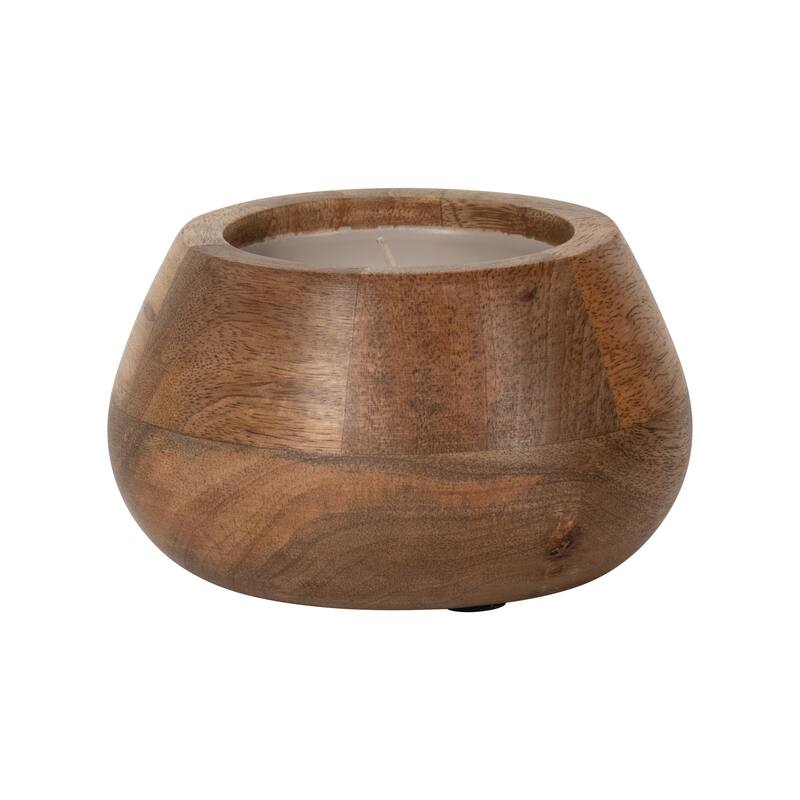 Sagebrook Home Vanilla Modern Wood Bowl Candle, Natural, Round, 3"H, Wood