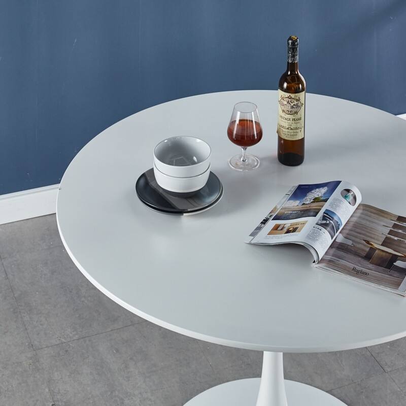 42.1" Tulip Dining Table With Round Table Top and Pedestal for 4-6 People