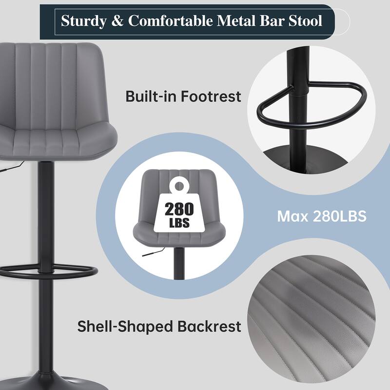 Futzca Swivel Bar Stools Set, 360 Degree Rotating Bar Stool with Adjustable Height, Set of 2