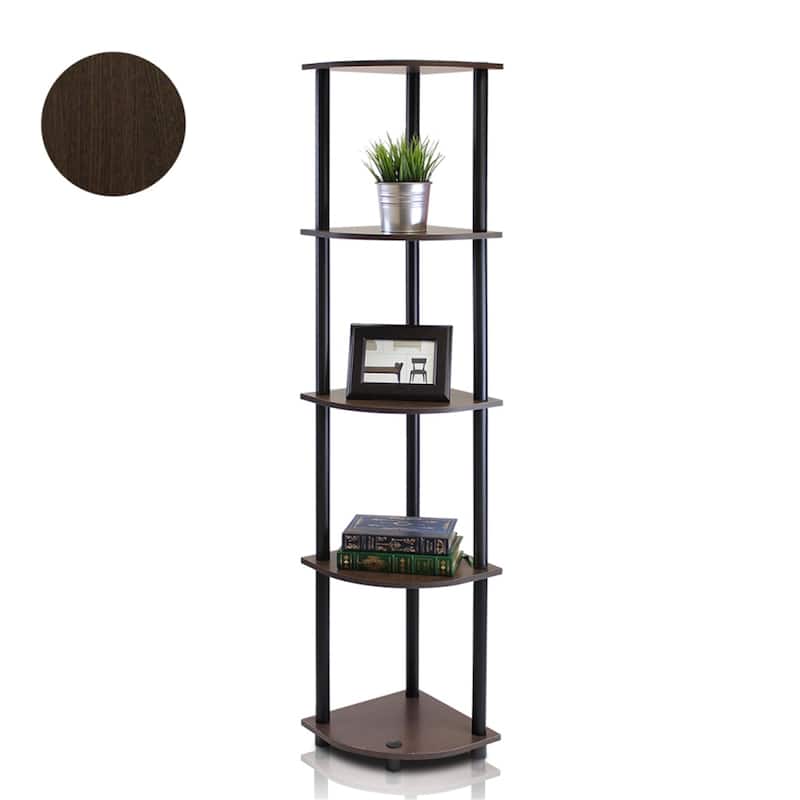 5 Tiers Wood Household Shelving Unit in Dark Brown/Black (11.6 in. W x 57.7 in. H x 11.6 in. D)