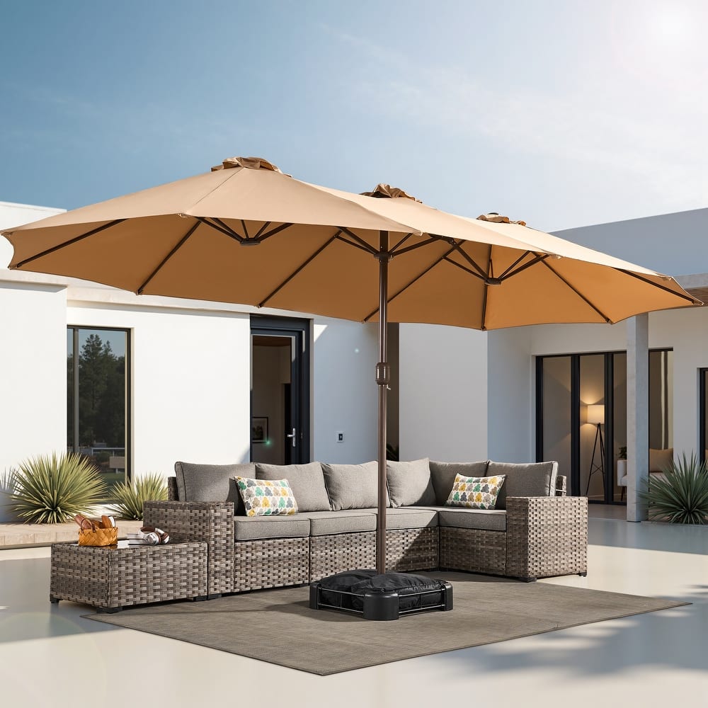 HOOOWOOO Outdoor Patio Umbrella with Crank Handle