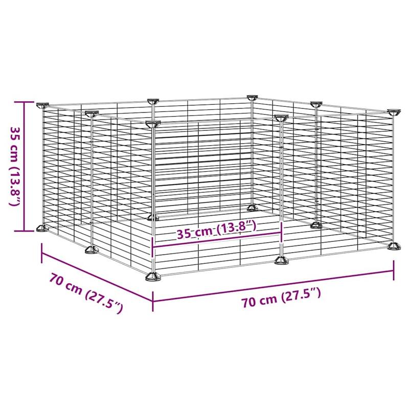 vidaXL Pet Cage Black Powder-coated steel Small Collapsible Pet Cage - 13.8 x 13.8 x 27.6 in
