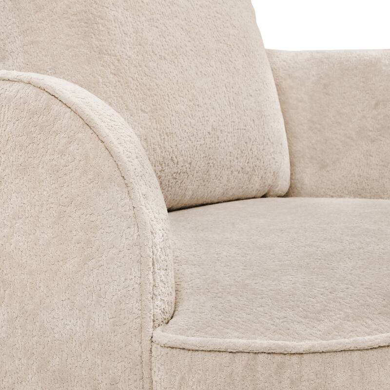 Modern Set of 2 Chenille Wooden Swivel Barrel Chair Upholstered Ergonomic Design