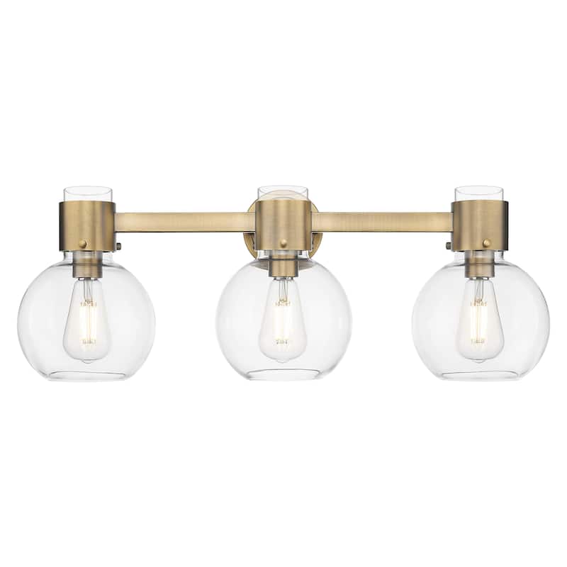 Innovations Lighting Downtown Urban - Lawton Sphere - 3 Light 24" Wall-Mounted Bath Vanity Light - Brushed Brass, Clear