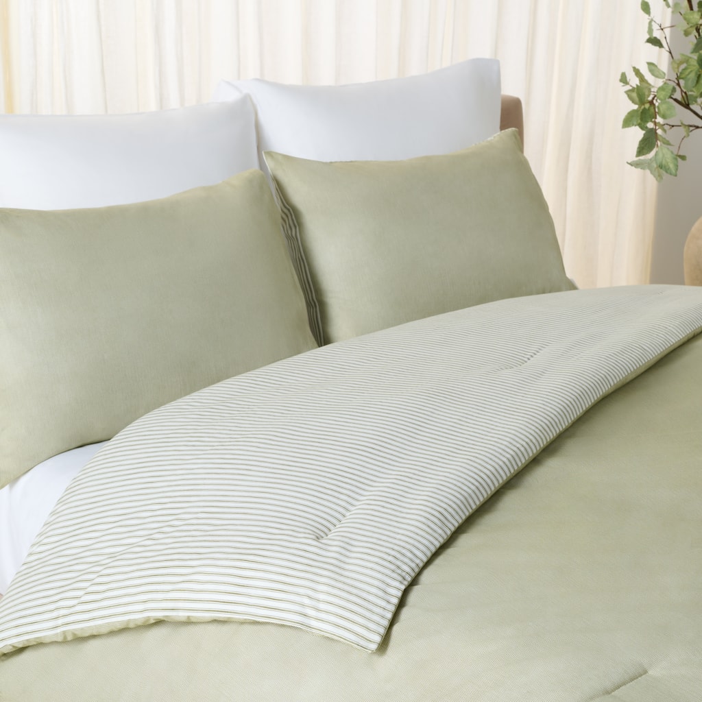 SAFAVIEH HOME 100% Cotton Stripe Reversible 3-piece Comforter Set