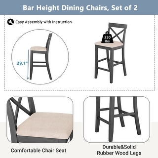 Rectangular Wood 3-Piece Dining Table Set with 2 Chairs - Bed Bath ...