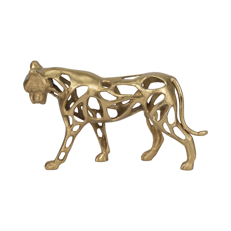 Sagebrook Home's Gold Metal Lioness Figurine - Aluminum 14-Inch Art Piece for Sophisticated Home Decor - 14" x 4" x 8"