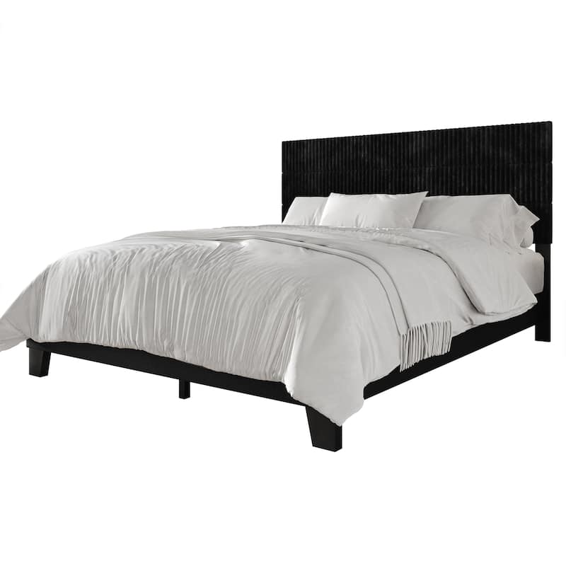 CraftPorch Corduroy Mid-Century Modern Velvet Platform Bed
