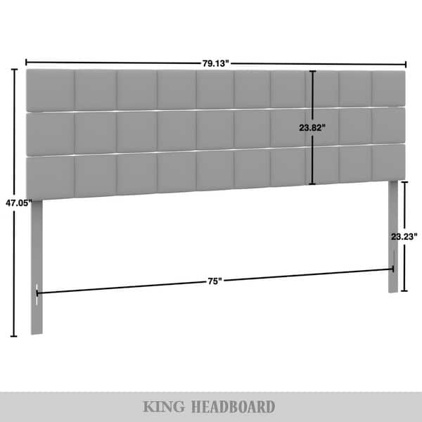 dimension image slide 0 of 4, CraftPorch Square Stitching Velvet Upholstered Headboard