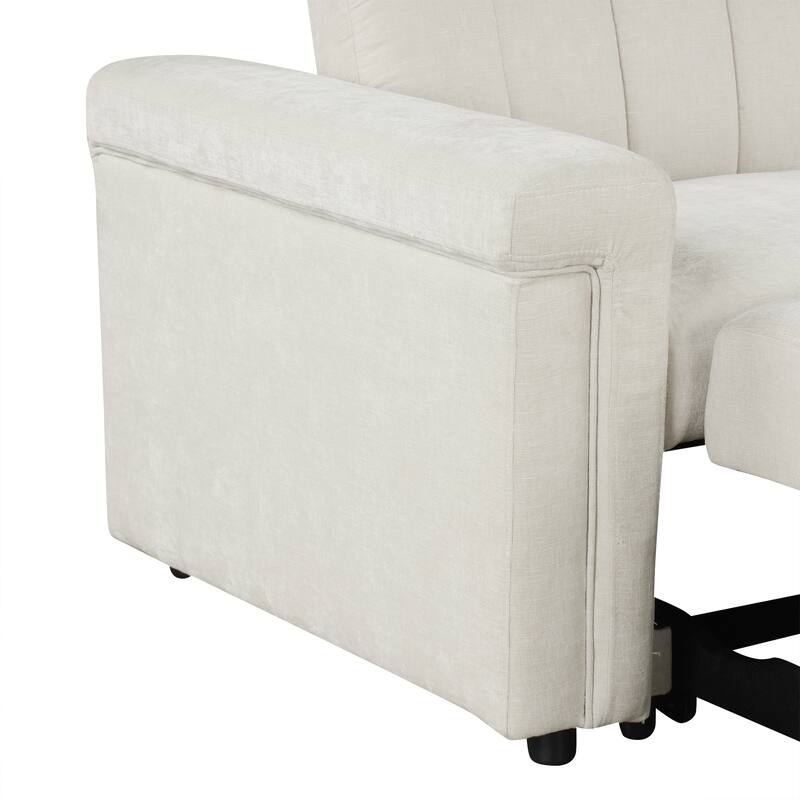 2-in-1 Convertible Sofa Pull Bed, Multi-Functional Loveseat Sofa, Upholstered 2-Seater Sofa with Adjustable Back