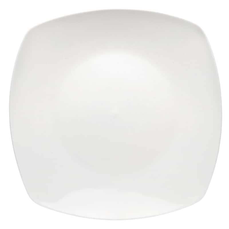 Elama 12 Piece Square Porcelain Large Dinner Plates in White