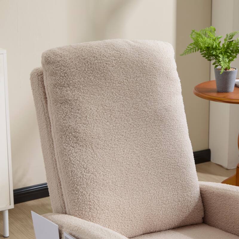 Modern Accent Rocking Chair Rocking Chair with Solid Wood Legs, Upholstered Nursery Glider Rocker Side Pocket and Footrest