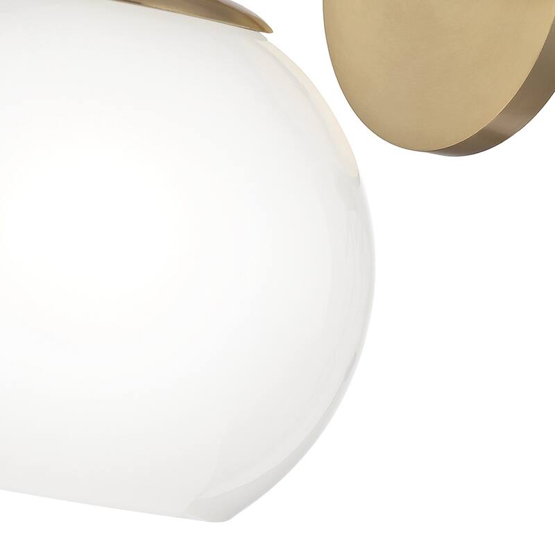 Mitzi by Hudson Valley Tilly LED Aged Brass Wall Sconce, Clear Glass Outside Etched Glass Inside