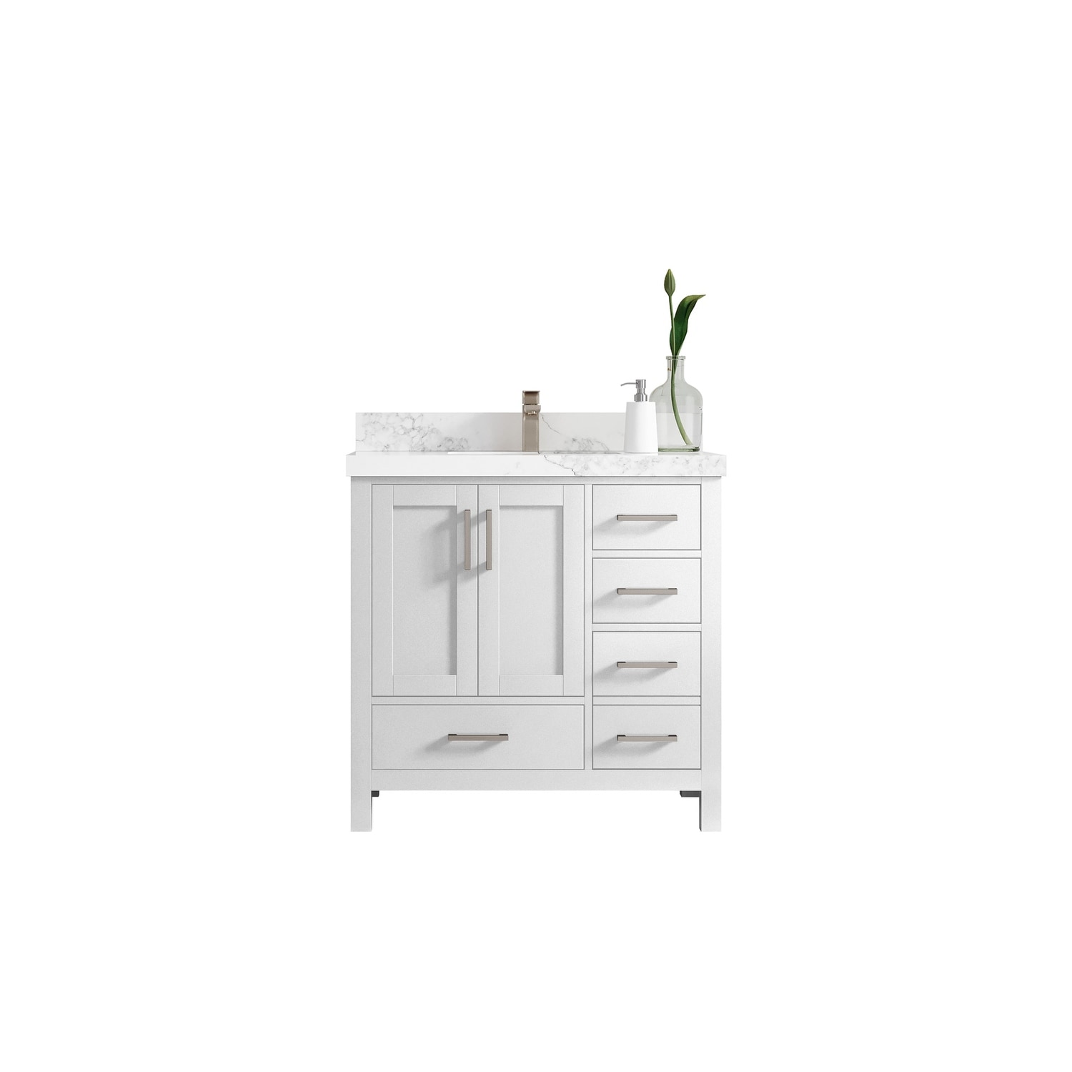 Willow Collections 36 in. W x 22 in. D Malibu Center Sink Left Bathroom Vanity with Countertop