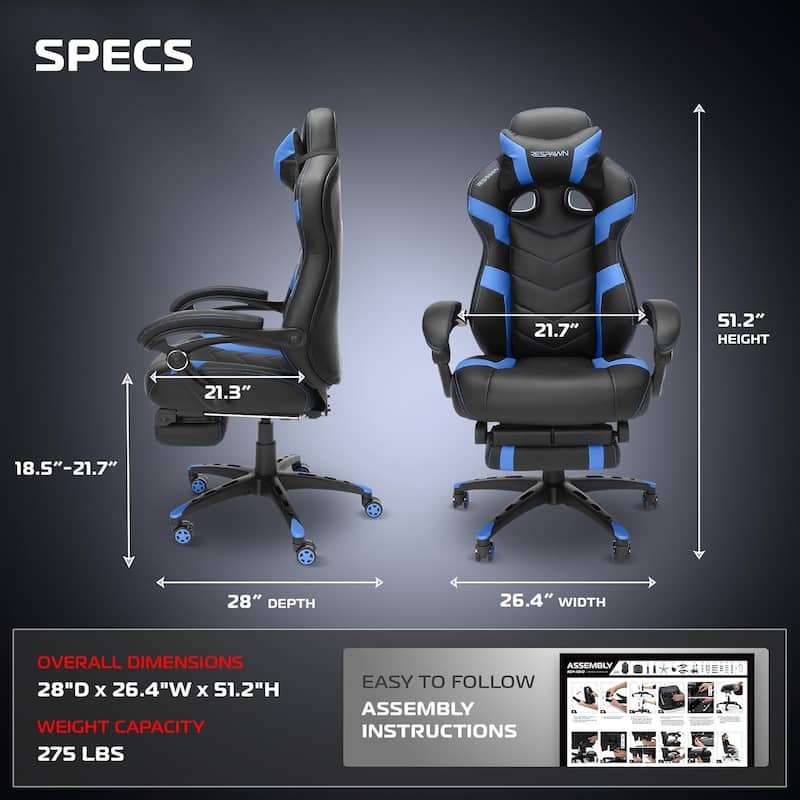 RESPAWN 110 Pro Gaming Chair - Gaming Chair with Footrest, Ergonomic Computer Desk Chair