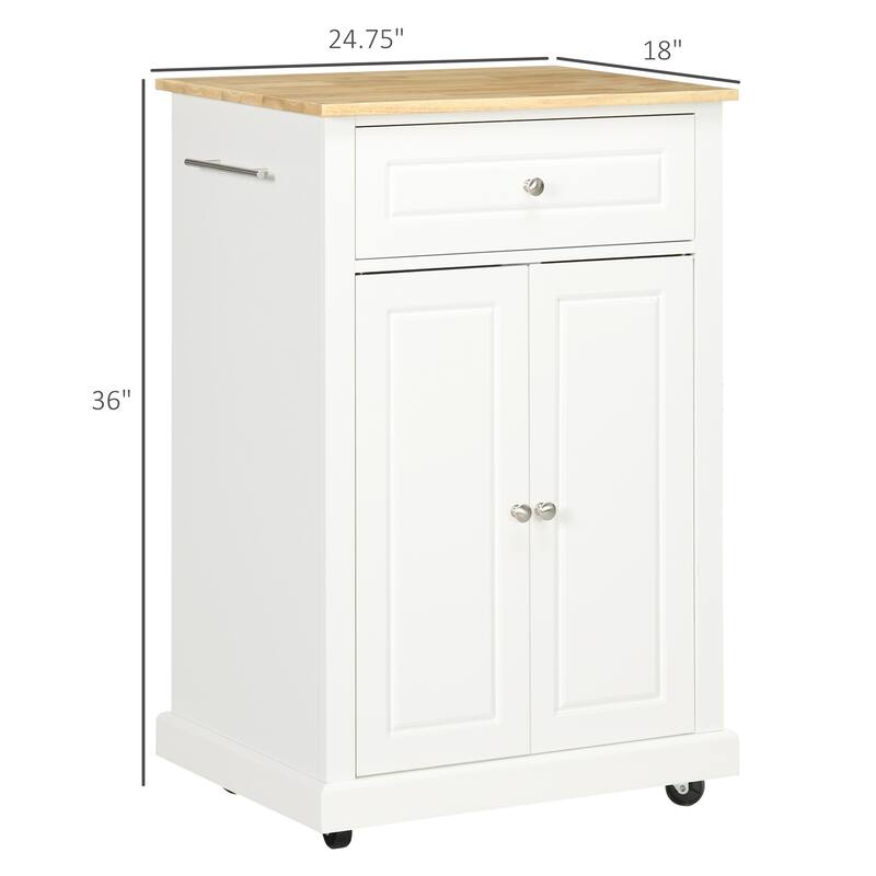 Rolling Adjustable Shelf Kitchen Island with Drawer and 2 Towel Racks