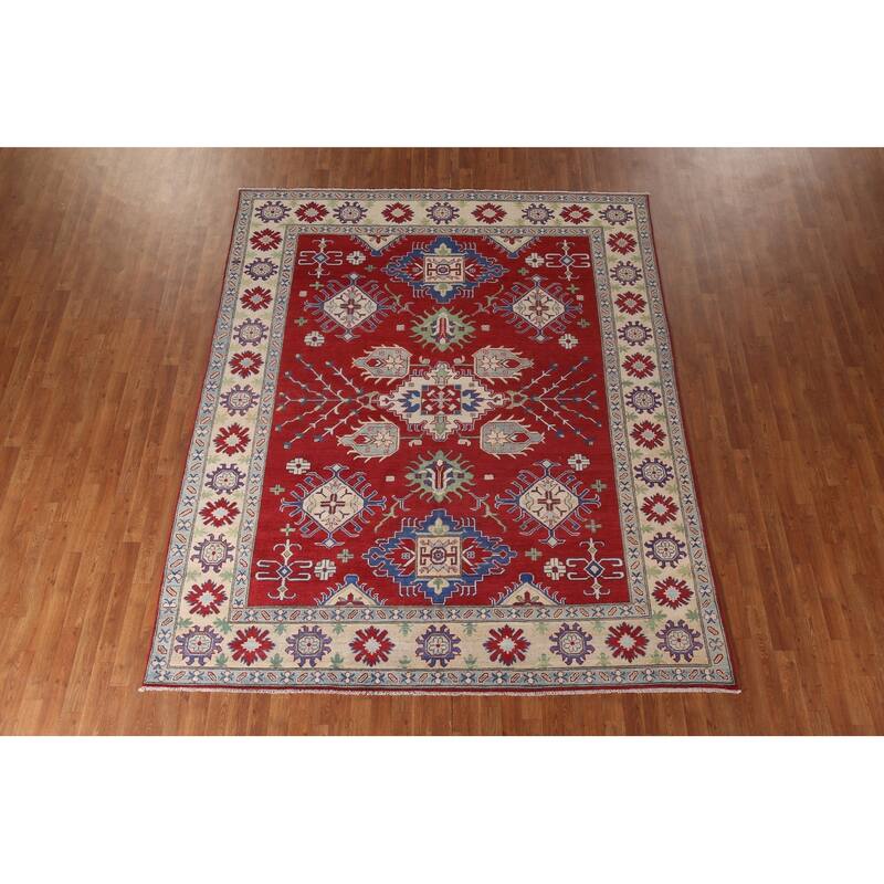 Traditional Red Kazak Area Rug Handmade Wool Carpet - 8'2" x 9'10"