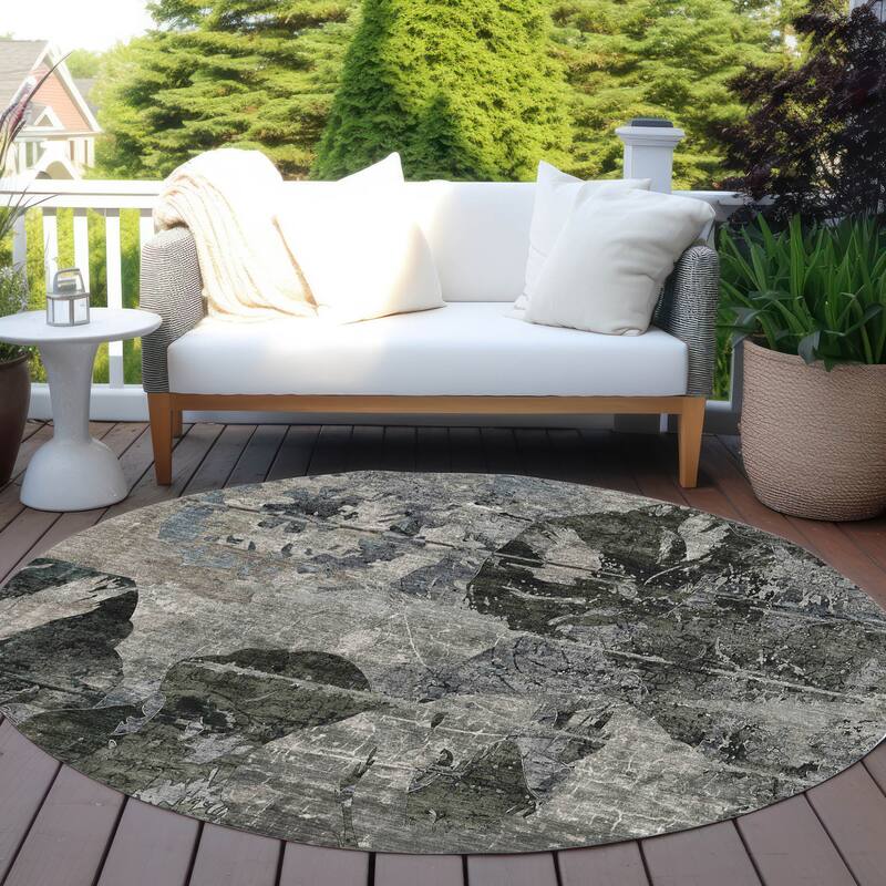 Gasi Artistic Abstract Weather Resistant Blended Style Runner Outdoor Rug