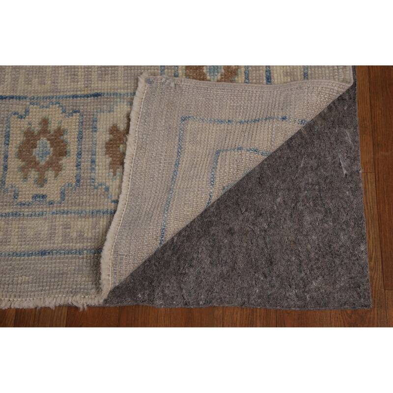 Hand Knotted Oriental 100% Wool Carpet Transitional Geometric Greys & Charcoal Oushak Area Rug - 12' 2'' X 9' 4''