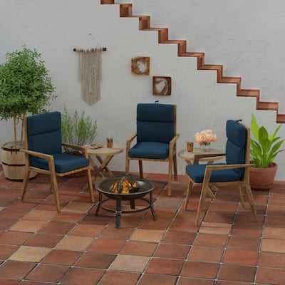 Sunbrella 22" x 44" Navy Solid Outdoor Chair Cushion with Ties and Loop - 44'' L x 22'' W x 4'' H