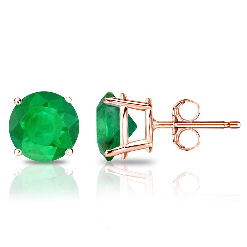 Auriya 14k Gold 1/2ctw Round Emerald Gemstone Stud Earrings - Rose