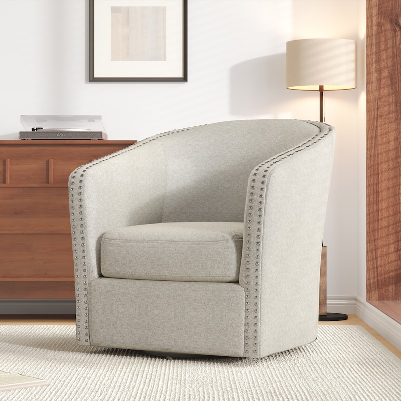 Maya Modern Fabric Swivel Chair by Christopher Knight Home - 30.25" W x 31.25" L x 31.25" H - Wheat+Black