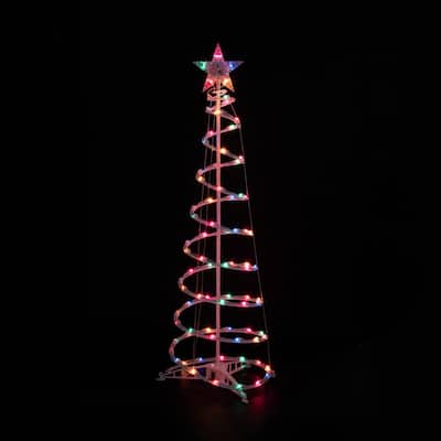 4ft Lighted Spiral Christmas Tree with Star Tree Topper, Multi Lights