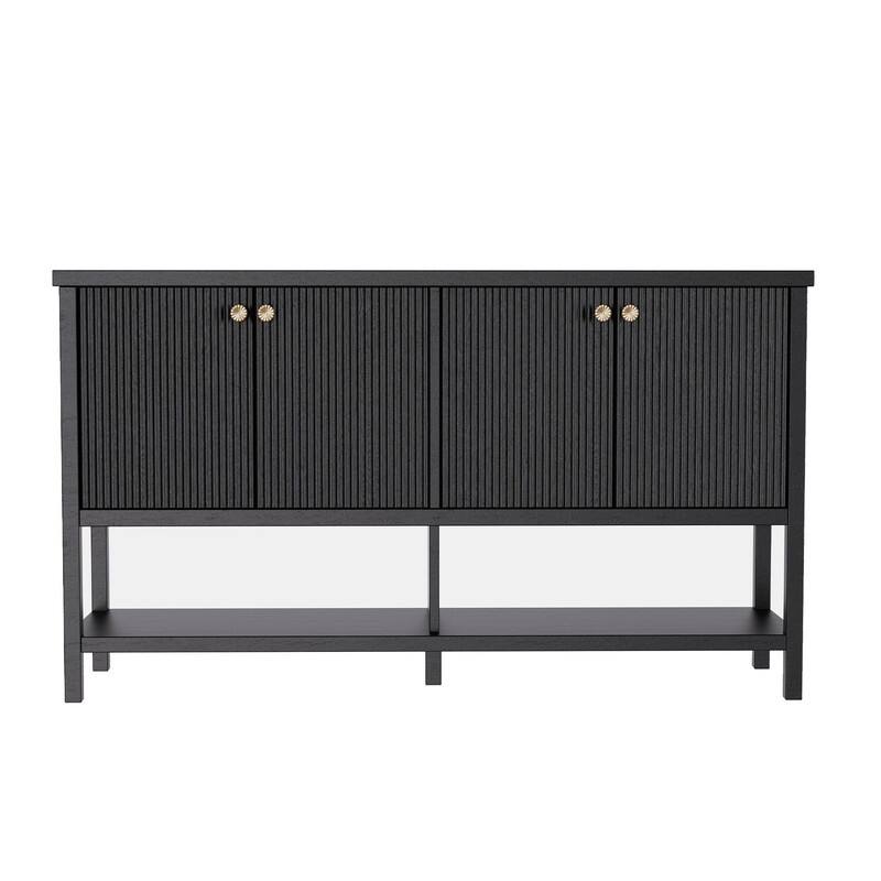 Farmhouse 59" Fluted Console Table with Storage, Entryway Table Hallway Cabinet for Living Room