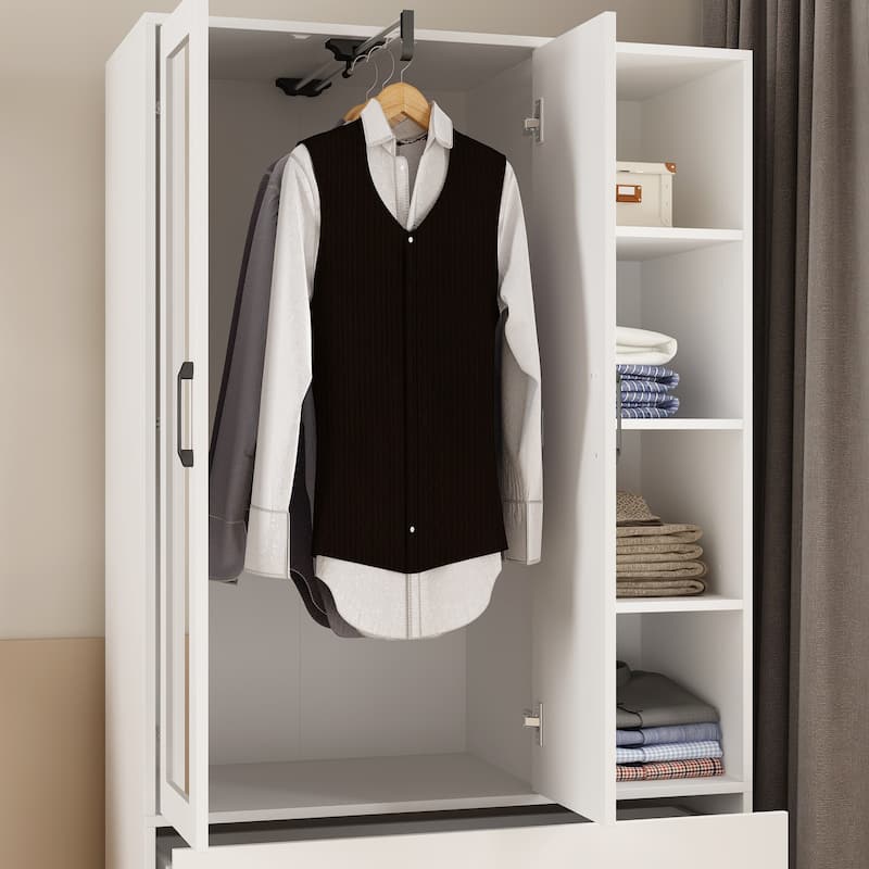 Scalable Hanging Rod Wardrobe Closet Armoire Mirror Space Saving
