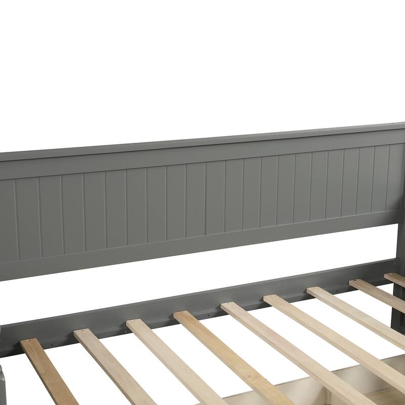 Grey Solid Wood Twin Daybed with Storage Drawers - No Box Spring Needed