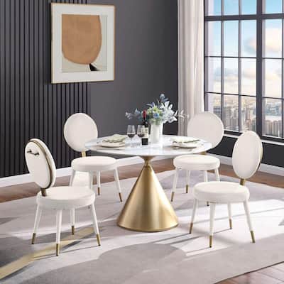 Morden Fort Modern Luxury 5- Piece Round Dining Table and Chair Set