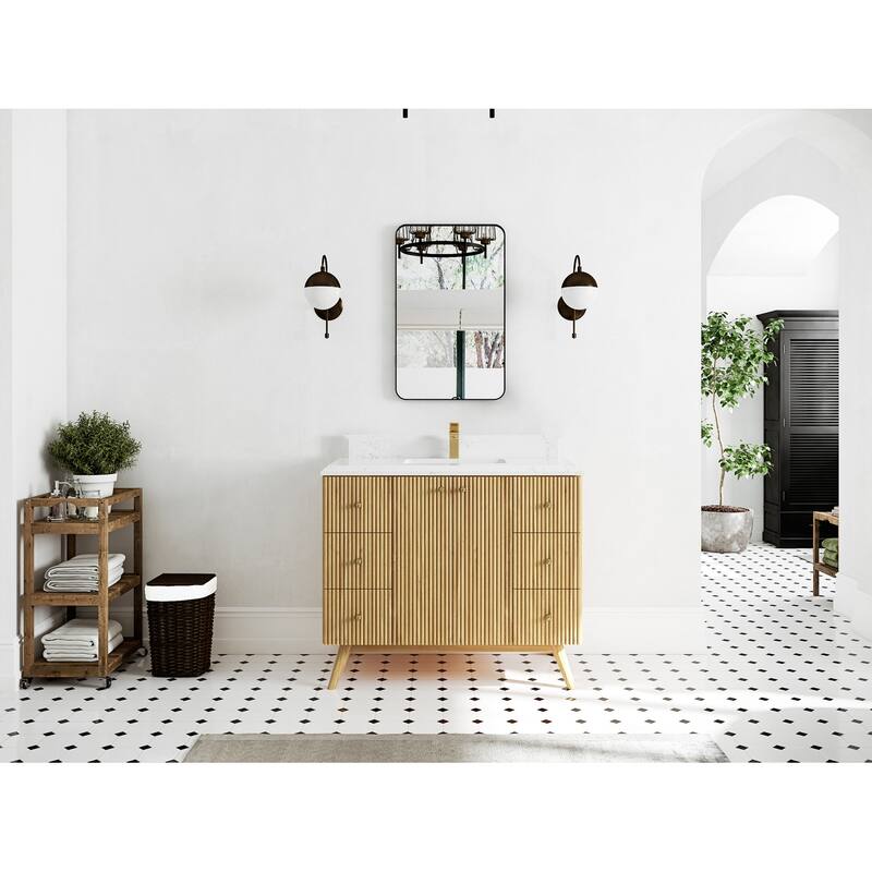 Willow Collections 42 in. W x 22 in. D Pasadena Solid TeakSingle Sink Bathroom Vanity with Countertop