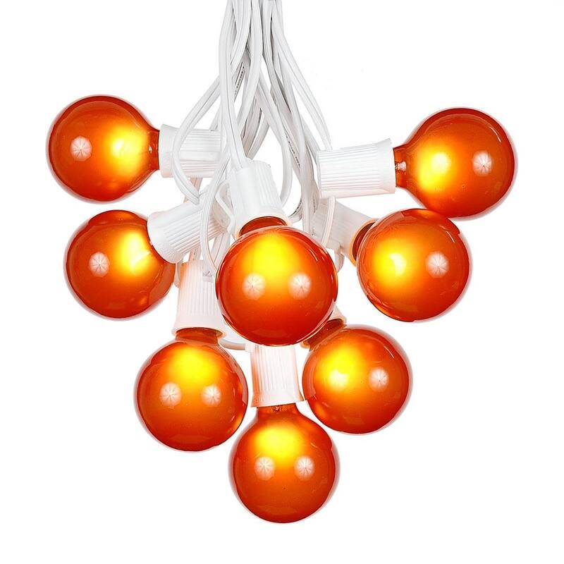 25 Foot G50 Outdoor Globe Patio String Lights - Set of 25 G50 Globe Bulbs - Orange